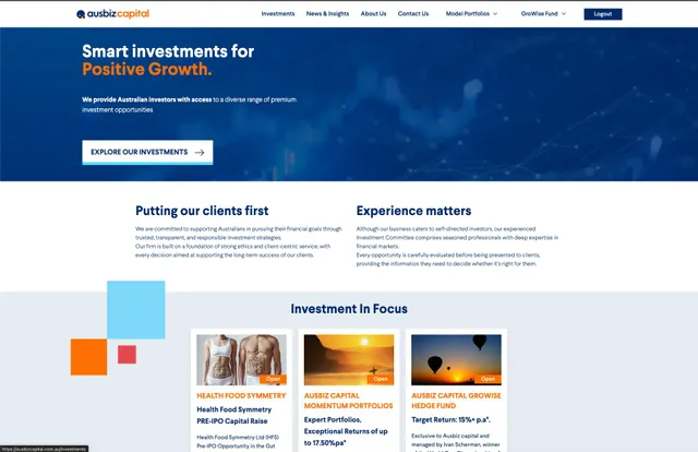 Ausbiz Capital investment platform interface