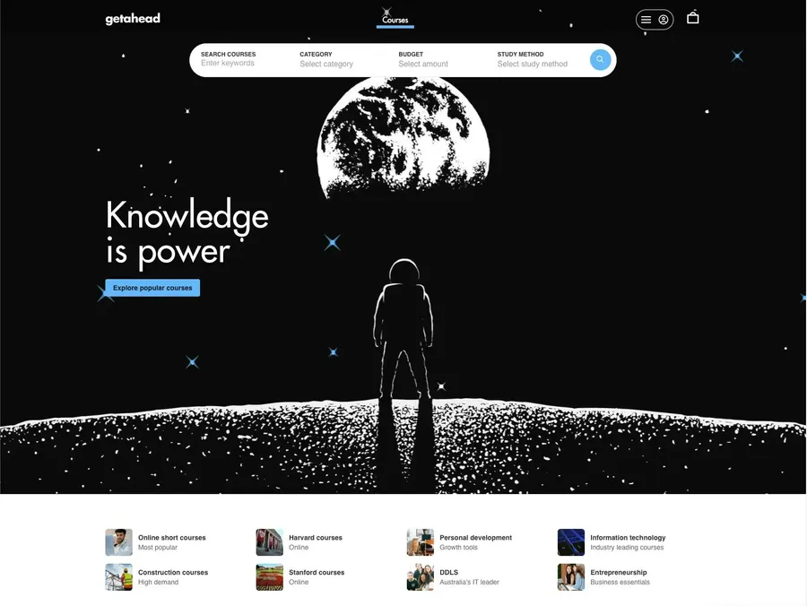 Getahead job marketplace interface